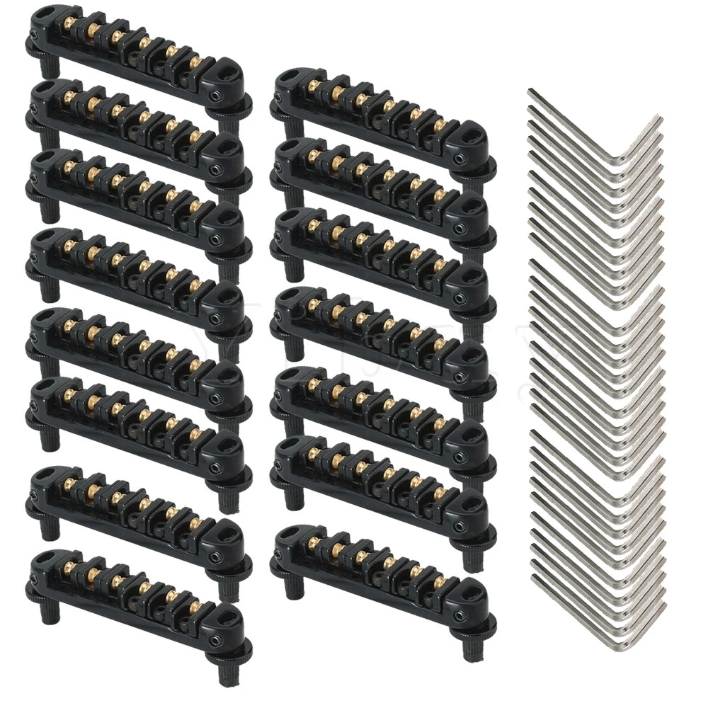

Yibuy 15 x Black Tune-O-Matic Roller Saddle Electric Guitar Bridge w/Posts & Spanner