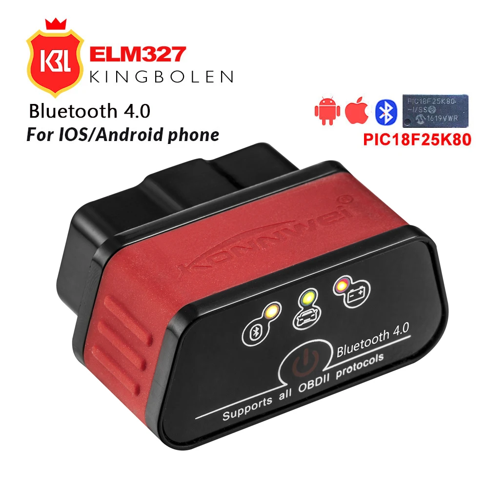 

ELM327 V2.1 OBD2 Auto scanner Vagte ICAR2 Bluetooth ELM 327 V2.1 Diagnostic Tool OBD 2 Code Reader Chip Pic18f25k80