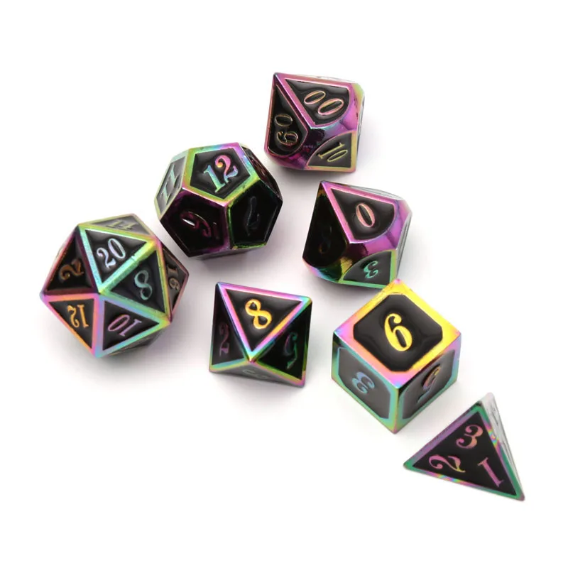 Chengshuo игральные кости dnd Металлический Набор rpg многогранные черные настольные