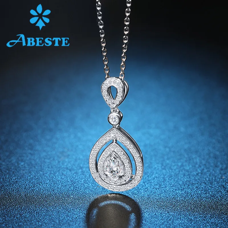 

ANI 18K Solid White/Rose/Yellow Gold Women Wedding Necklace 0.46ct Real Diamond Necklace Chain Customized Pear Shape Pendant