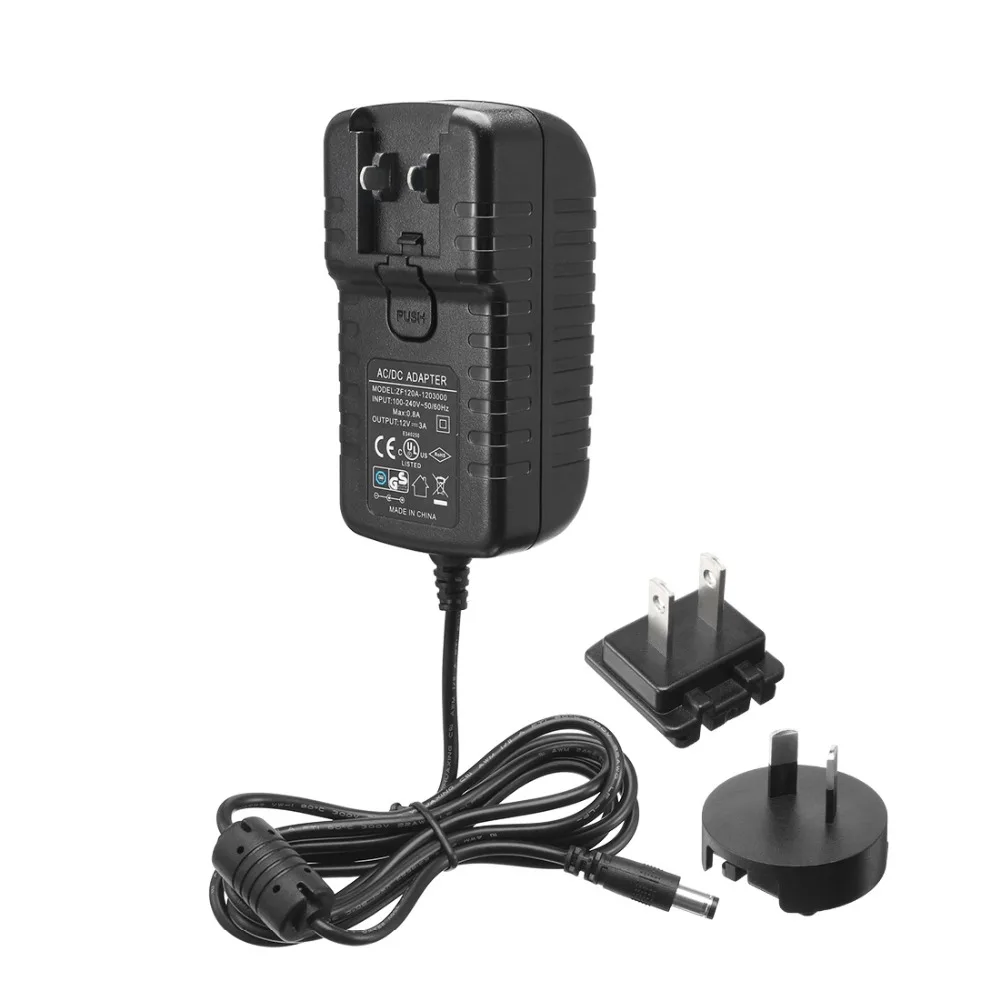 

UXCELL US AU Plug DC 12V 3A 36W Male 2.1 x 5.5mm Mains Power Supply Adapter for Led Lights Wireless Router LCD CCTV Camera