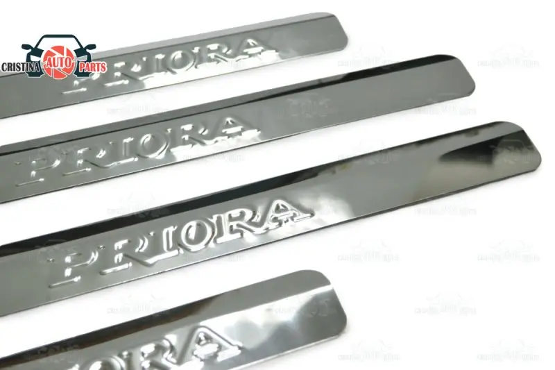 Tanie Drzwi parapety dla Lada Priora 2007 ~ 2018 krok płyta wewnętrzna akcesoria wykończenia ochrona scuff dekoracja samochodu jasne