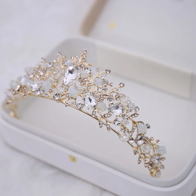 Nupcial Coroas Artesanal Tiara Diadema Tiara de Cristal Do Casamento Da Noiva Acessorios Cabelo Do Casamento Da Coroa Da Rainha