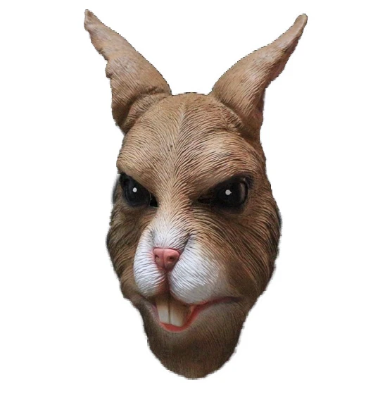 Brown Rabbit Head Latex Mask