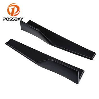 

POSSBAY Universal 2pcs Car Bumper Rear Lip Body Side Skirt Spoiler Protector Black/Carbon Fiber Rear Lip Wrap Angle Splitter