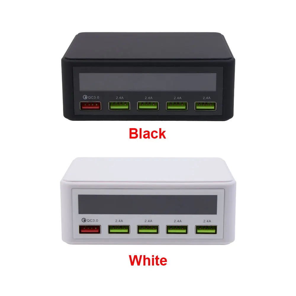 818 US Plug 5 USB выходов адаптер питания с 4 usb портами и быстрой зарядкой 3,0 USB порт Интеллектуальный ЖК-дисплей активированный аккумулятор - Тип штекера: US Plug