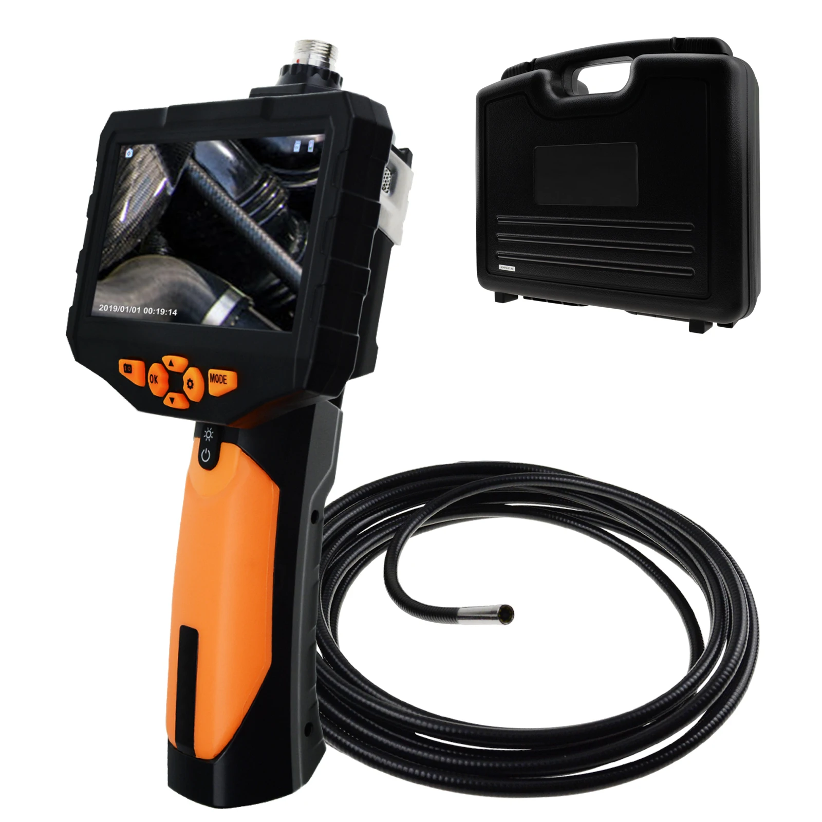 

5M Cable Industrial Endscope Borescope Video Inspection HD w/ 7.6mm Camera with 16GB SD Card & 1W CREE LED