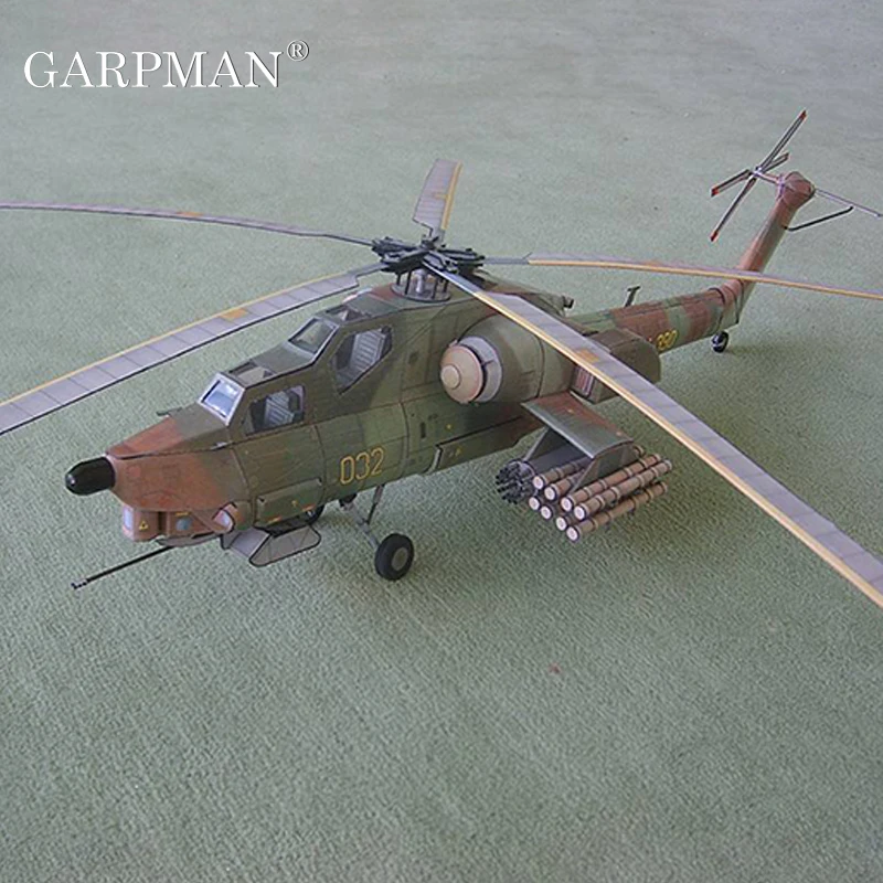 

1: 33 Soviet MIG-28 Armed Helicopter Paper Model Mi28 Helicopter Hand DIY Aircraft Papermodel