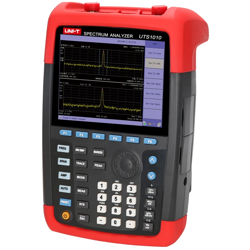 UNI-T UTS1010 ручной анализатор спектра; 9 кГц до 2 ГГц анализатор спектра, 1 Гц разрешение, USB связь