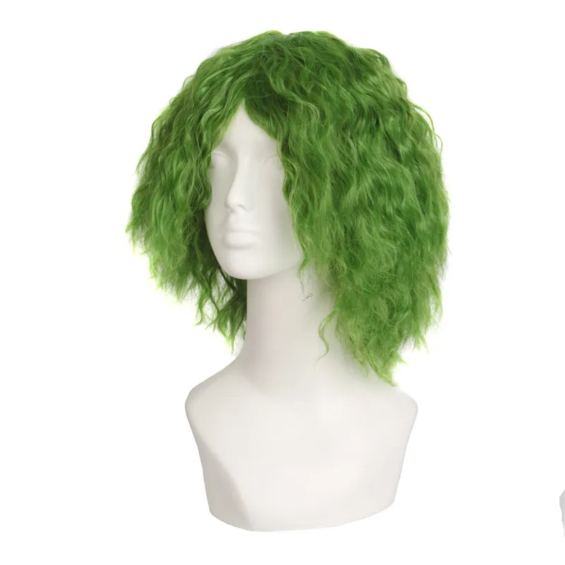 

Kinky Curly Green Afro Cosplay Wigs Halloween Costume Party Synthetic Heat Resistant Hair Highlight Batman Joke Wig MapofBeauty