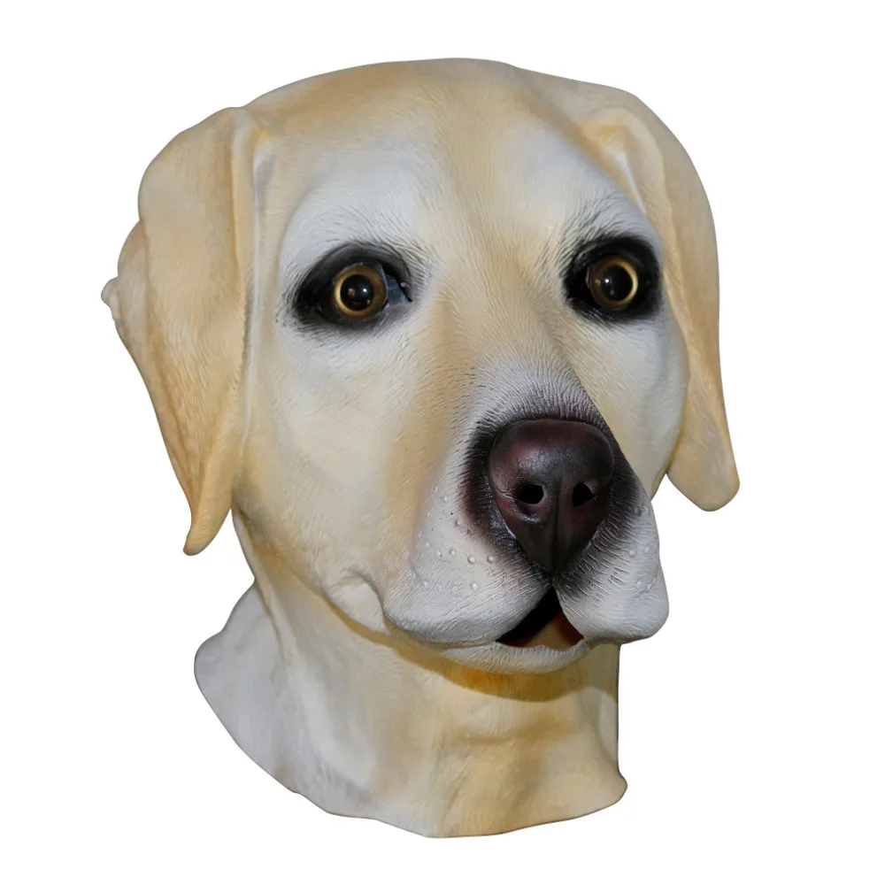 

Golden Labrador Dog Head Mask Latex Full Head Overhead Party Animal Masks Fancy Dress Halloween Costumes