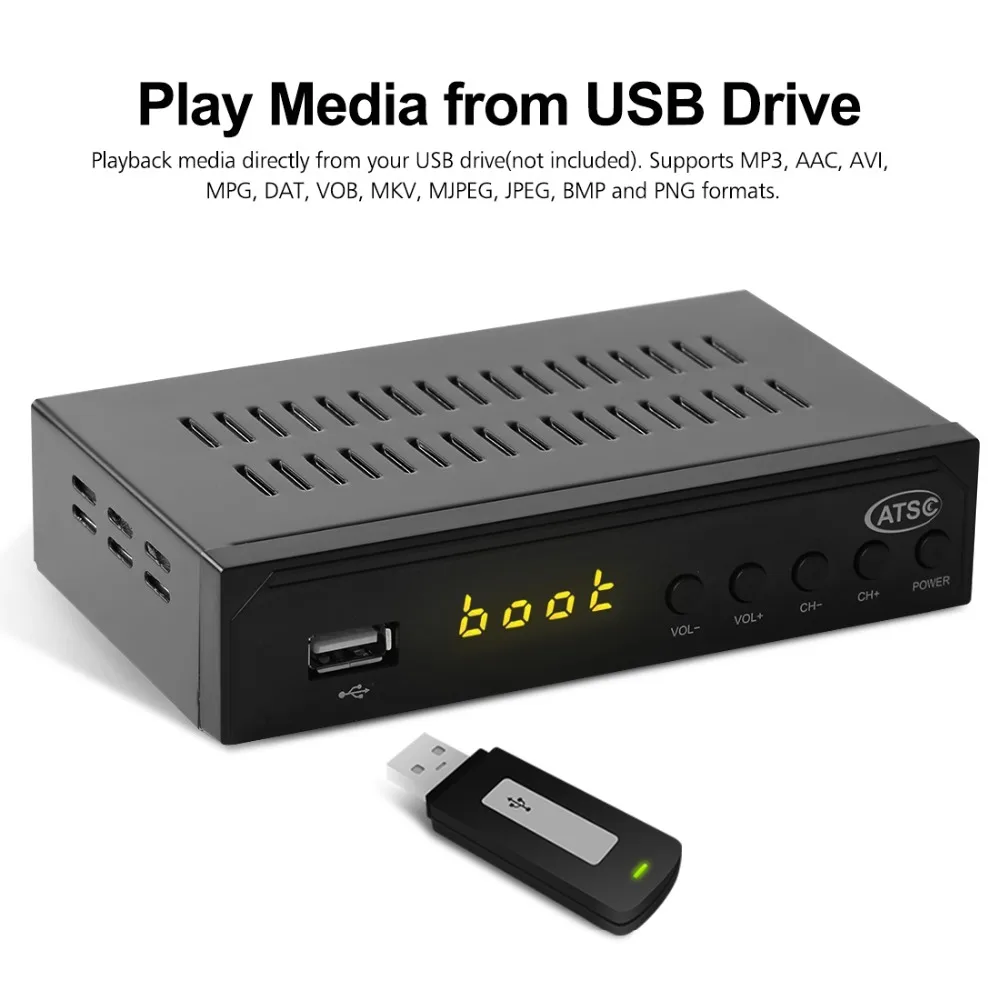 

Leelbox 1080P ATSC Digital Analog Converter Terrestrial Broadcast Tv Box Receiver Antenna USB Recording Playback