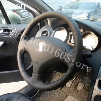 

PUOU for Peug 408 leather hand sewing steering wheel cover factory direct special car special high quality leather Free shipping