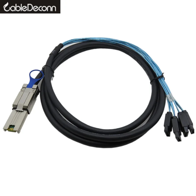 

sas to sata cable SFF-8088 TO 4 SATA 7Pin Mini SAS 26P SFF-8088 TO 4SATA cable with latch Black Cable 2m