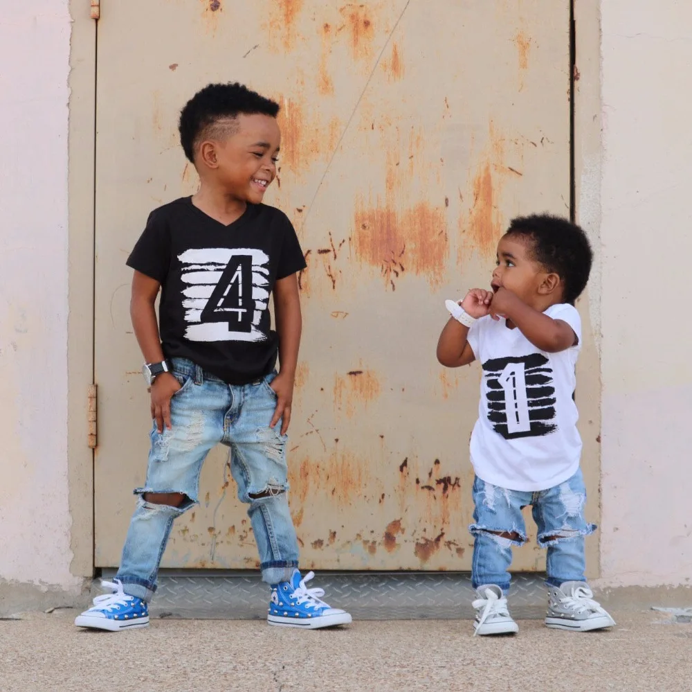 

2018 Boys Girls Short Sleeve T Shirts Summer Shirt Kid Baby Children Clothing Birthday Number tshirt First Christmas Clothes Tee