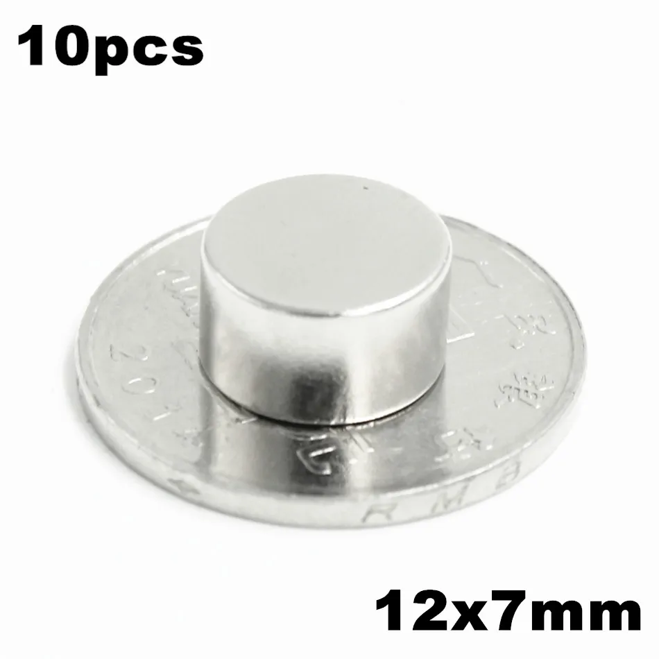

10pcs 12x7mm Super Powerful Strong Bulk Small Round NdFeB Neodymium Disc Magnets Dia 12mm x 7mm N35 Rare Earth NdFeB Magnet