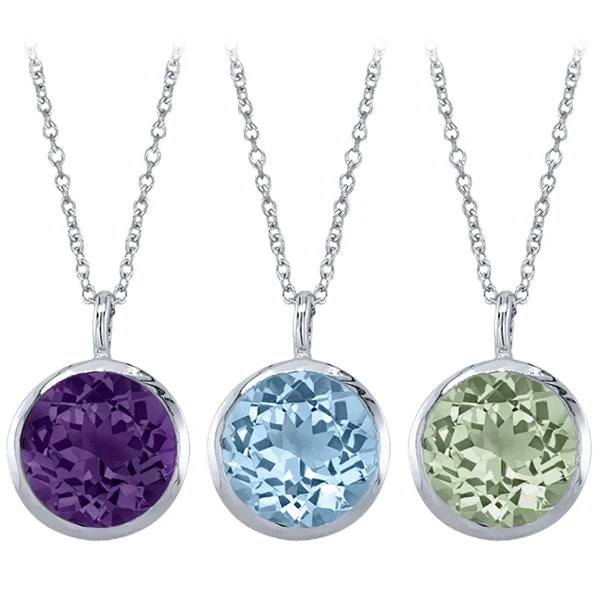 2.75 ct 9 мм круглый камень 925 Серебряный кулон с 18 &quotцепи|pendant 925|pendant with stonependant chain |