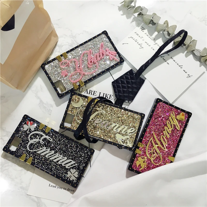 Ceny Unikalna nazwa własna list sparkle kwadratowy futerał na telefon dla iPhone 11 7 8 plus X max XR dla Samsung galaxy s8 s9 s10 plus uwaga 10 9