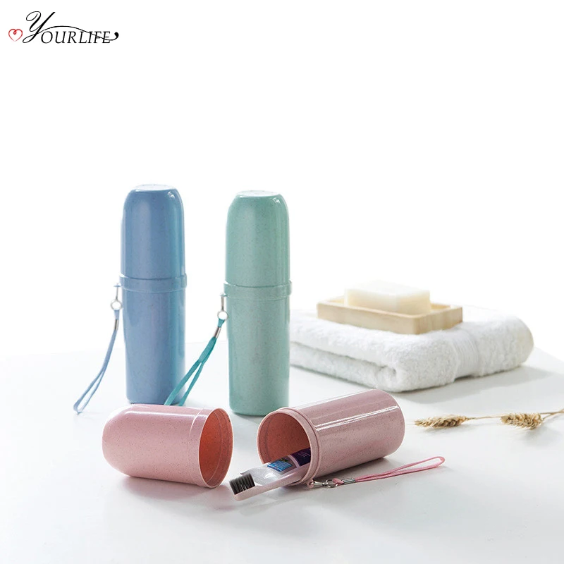 

OYOURLIFE Creative Natural Wheat Straw Tooth Brush Storage Box Travel Toothbrush Boxes Tableware Fork Spoons Protect Container