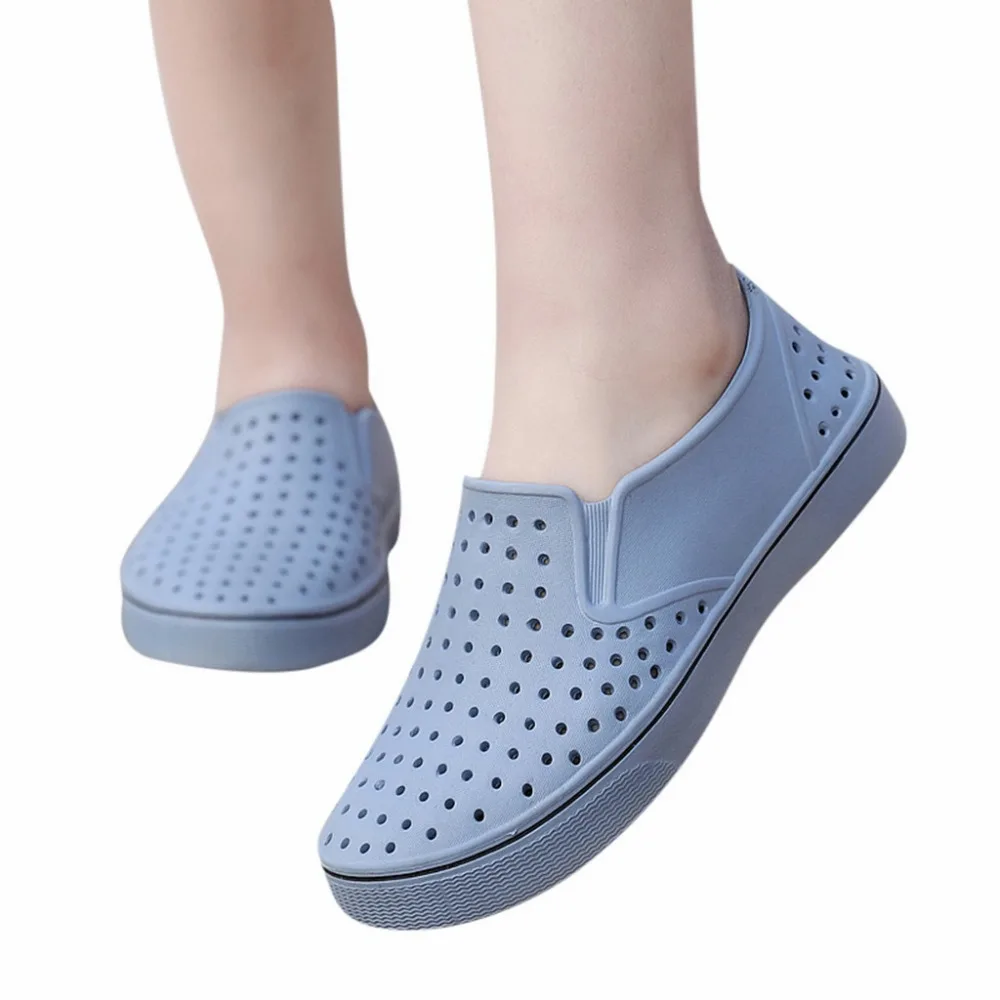 

YOUYEDIAN Women Shoes Solid Light Round Toe Beach Flats Shallow Hole Breathable Slip On Female Leisure Shoes Summer Scarpe Donna