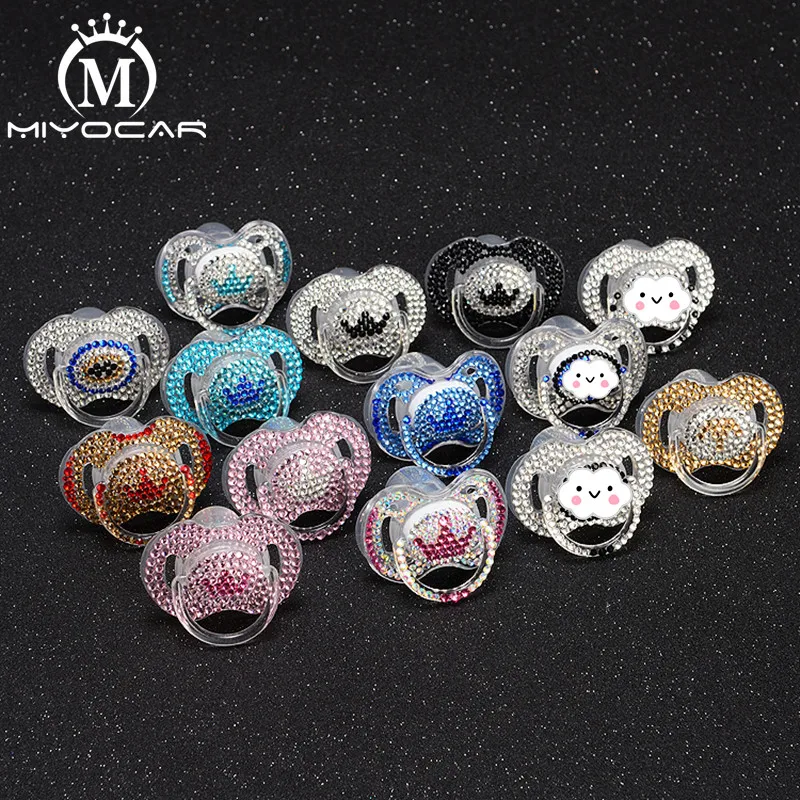 

MIYOCAR lovely pink rhinestone with crown princes style bling Pacifier/ Nipples /Dummy /cocka /chupeta baby gift for baby shower