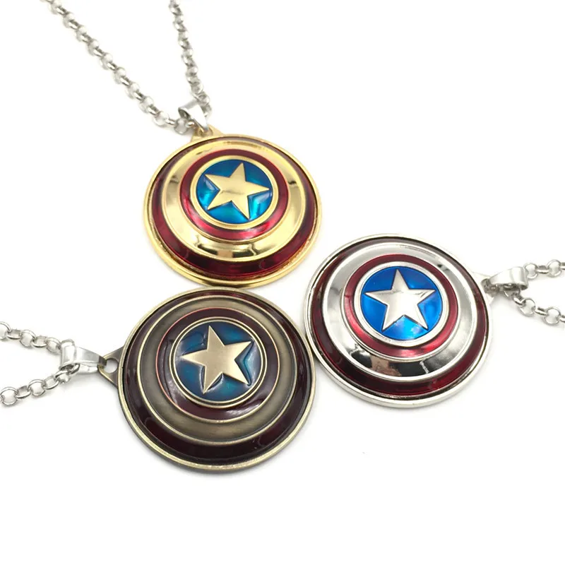 

The Avengers Rotatable Captain America Pendant Necklace Fashion Captain America Shield Metal Necklace Of Nice Jewelry Dropshippi