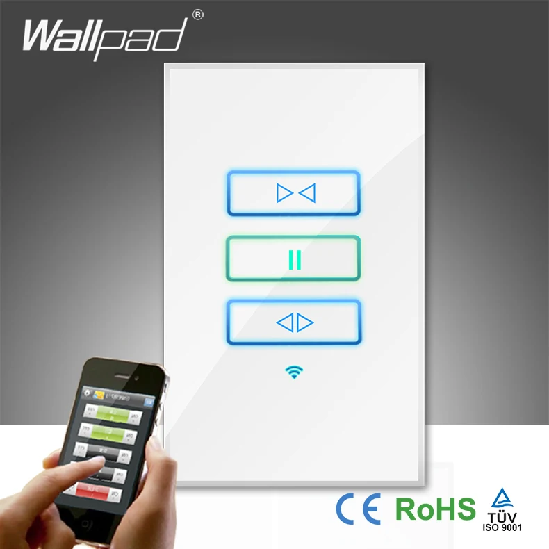 Hot Wallpad White Glass 120 AU US 110 250V Wireless Wifi Electrical Remote Control Window Curtain