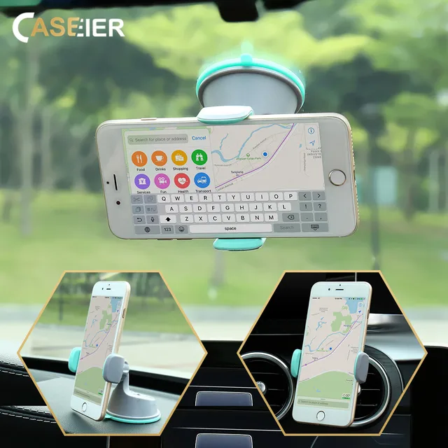 CASEIER Car Phone Holder For Mobile Phone Universal Air Vent + Dashboard Windshield 2 in 1 Car Holders Stand telefon tutucu