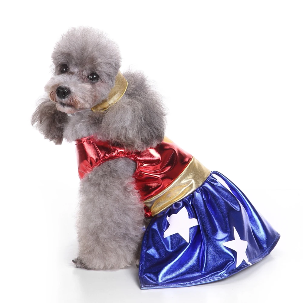 Мода Звезда Орел Цвет Блокировка Женская собака жилет платье повязка на голову костюм для домашних животных