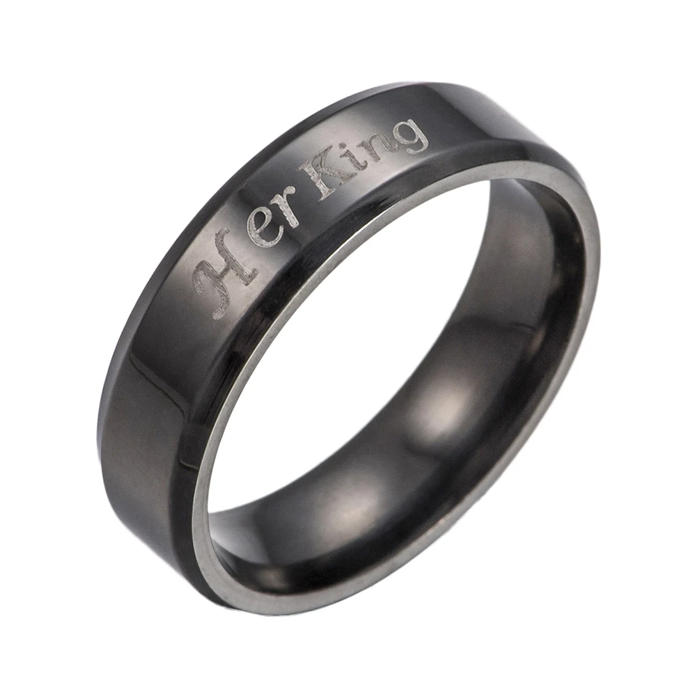 Men Women Couple Ring Stainless Steel King Queen Letter Print Engagement Jewelry | Украшения и аксессуары