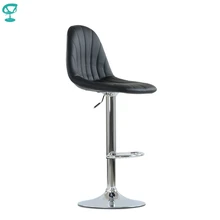N95CrPuBlack Barneo N-95 черный кухонный барный стул с мягким сиденьем мебельная эко-кожа ножка хром стул на газ-лифте стул высокий стул для барной стойки кресло для мастера нейл-бара стул по России