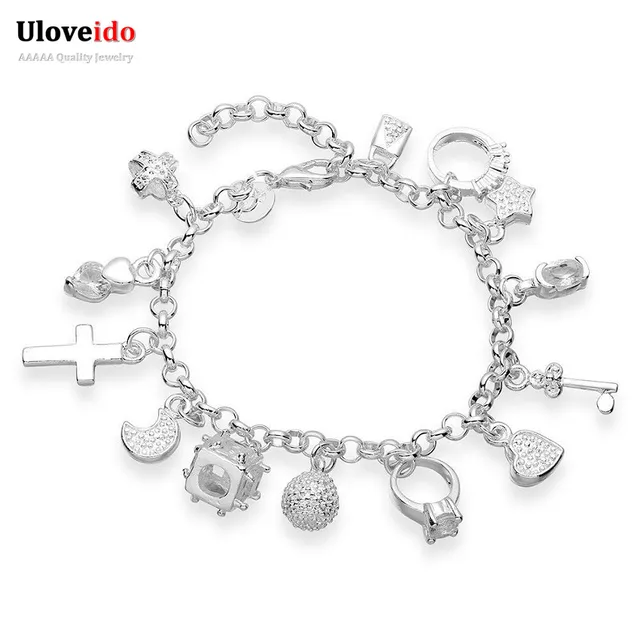 Uloveido Female Bracelets Bangles For Women Friendship Charm Silver Uloveido Female Bracelets Bangles For Women Friendship Charm Silver Color Bracelet Crystal Jewelry Fashion Gifts 15