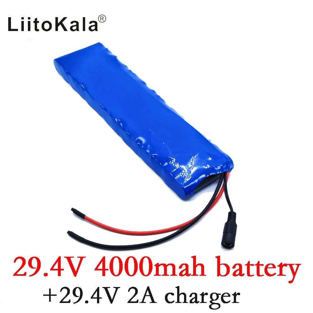 Liitokala 24v 4ah 7s2p 18650 Bateria Li-ion Bateria 29.4v 4000mah Bicicleta Elétrica Ciclomotor Elétrico Mais 2a Carregador hk - Image 2