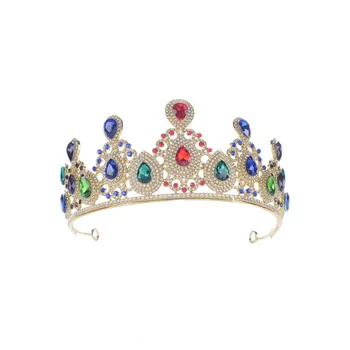 

rhinestone Nupcial Crown Tiaras para As Mulheres de Casamento Da Noiva Headwear Tiaras Diadema de arma de metal com pedra verde