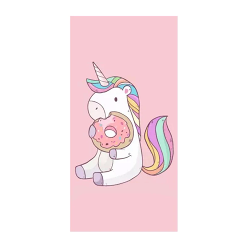 

Funny Girly Pink Unicorn Towel Microfiber Unicorn with Donut Face Shower Towels for Kid Women Swimming Bath Towels Yoga Blanket