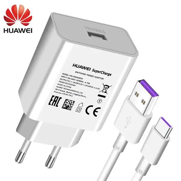 Huawei, USB, супер зарядное устройство, для путешествий, суперзарядка, быстрый кабель usb type C,, Mate10 Mate9 P20 Pro Lite P10 Honor10Plus - Тип штекера: EU with 5A cable