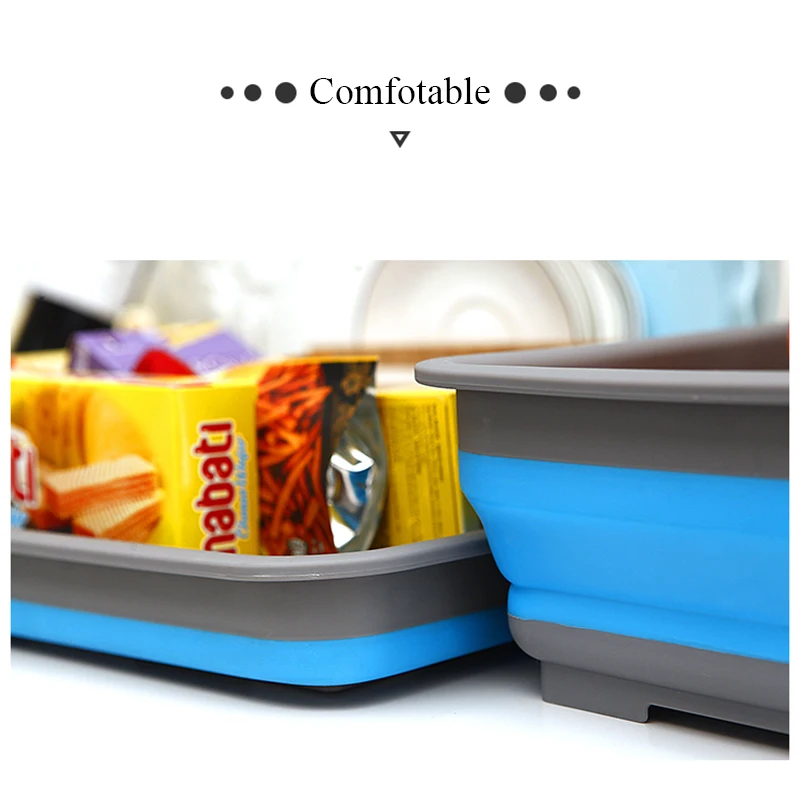 Складная Силиконовая корзина, ведро для хранения, кухонные принадлежности, мытье овощей и фруктов, квадратные корзины, складная корзина для хранения