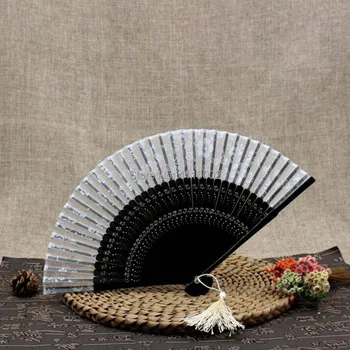 

50pcs/lot Fashion Vintage Spanish Lace Bamboo Hand Fan Home Decoration Mariage Wedding Bridal Party Fan