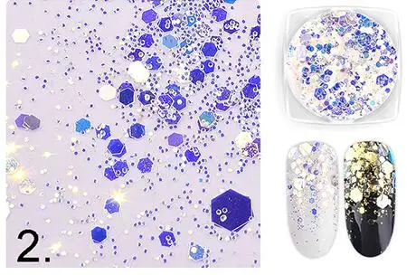 50 г Аврора Единорог ногтей блестки ультра-тонкий русалка шестиугольник хлопья ломтик смешанные блестящие порошки 3d сверкающие украшения для ногтей - Цвет: 2