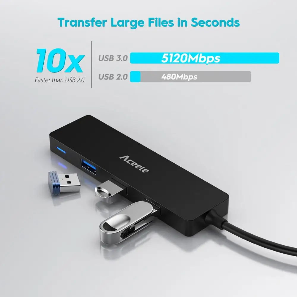 Aceele USB C концентратор тип C до 4 USB 3,0 портов концентратор адаптер для ПК ноутбук мобильный телефон для Macbook