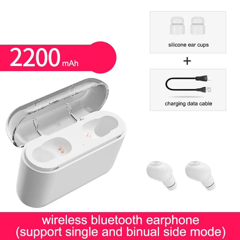 BL1 Bluetooth 5,0 беспроводные наушники TWS спортивные наушники Handsfree Наушники для телефонов наушники-вкладыши футляр для наушников для телефона - Цвет: 2200mAh White