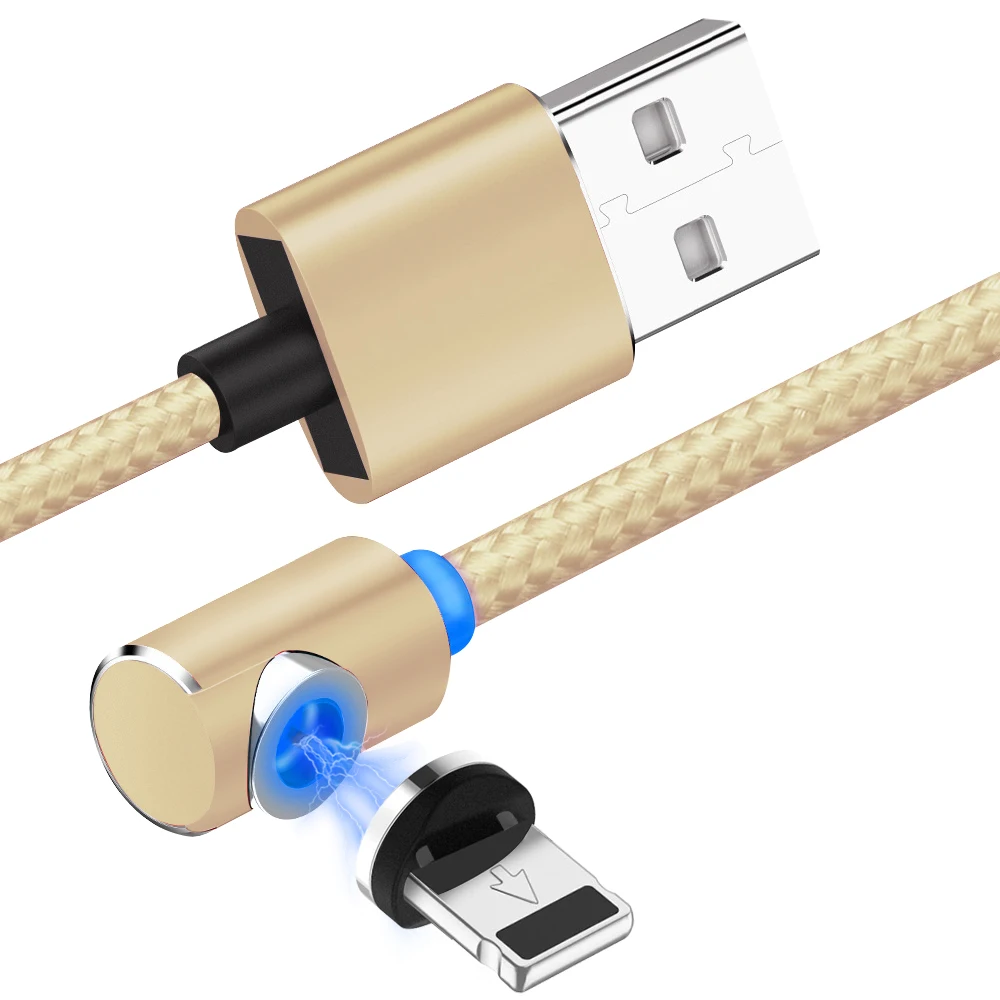 НИСИ 90 градусов l-образный круглый светодиодный USB C Магнитный кабель Micro USB/8Pin IOS TypeC 360 зарядный кабельный провод для iPhone X XR samsung