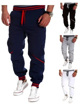 

New men's pants casual contrast color splice sports