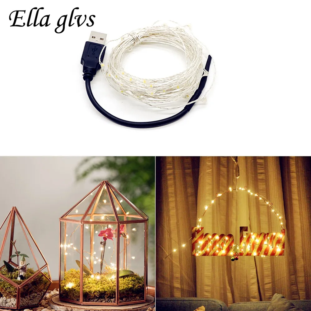 

LED String Night 5V USB 5m 10m Sliver Wire String Holiday Outdoor Fairy Lights For Christmas Party Wedding