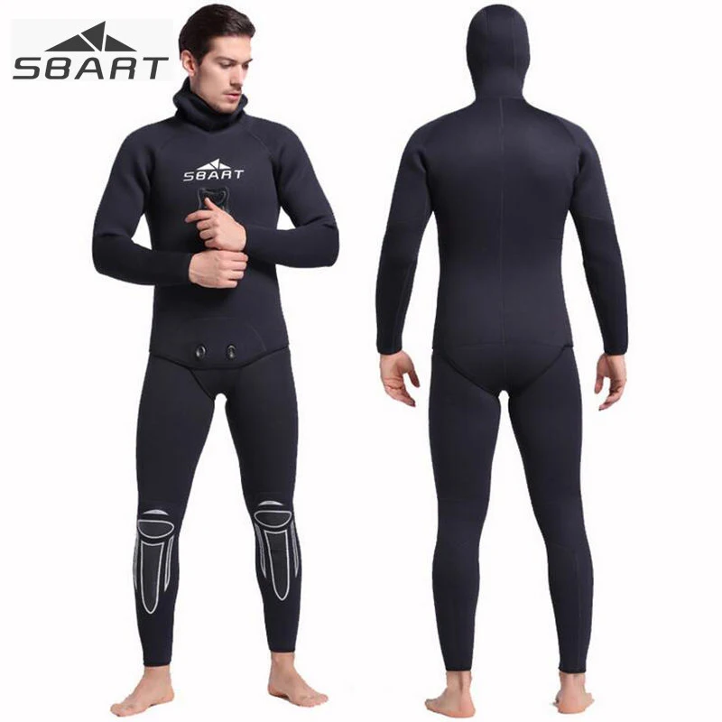 

Sbart Thick Mens 5mm Full Body Hood Neoprene Wetsuit Warm Winter Diving Suit Two-pieces Snorkeling Swiming Surfing Suit