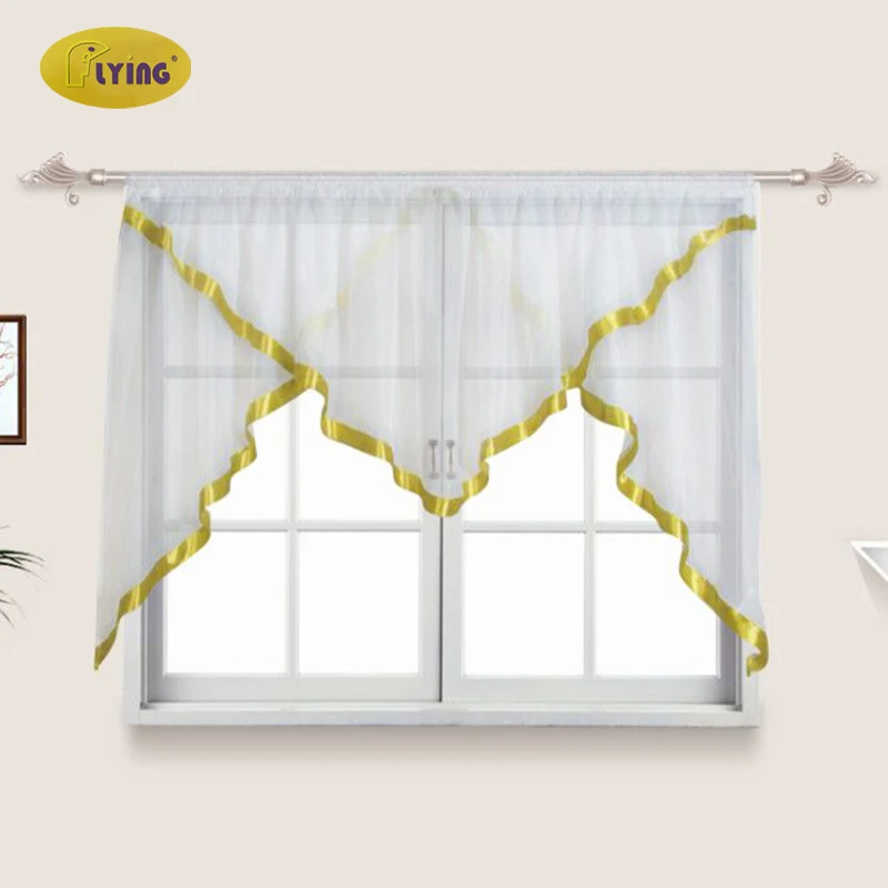 Online Flying White Sheer cocina tul cortinas para casa ventana perspectiva tul para persianas cortinas francesas cortinas Envío Directo