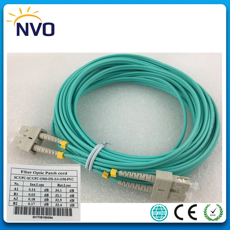 40 шт./лот, 10 м(33 футов) SC-SC OM3 Многомодовый Дуплекс 10 г 50/125 3 мм двойной SC/UPC польский, ПВХ, волоконно-оптическая Перемычка патч-корд