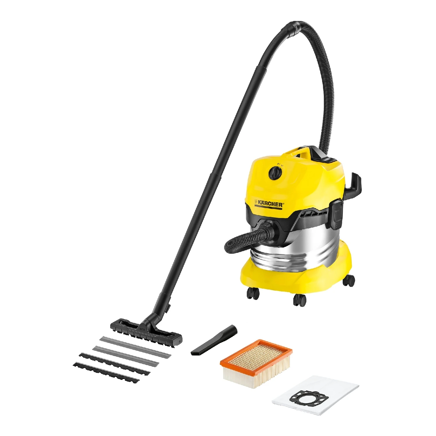Пылесос для сухой и влажной уборки KARCHER WD 4 Premium ( вместимость пылесборника 20л, для сухой и влажной уборки, мощность 1000 Вт, отсек для сетевого шнура)