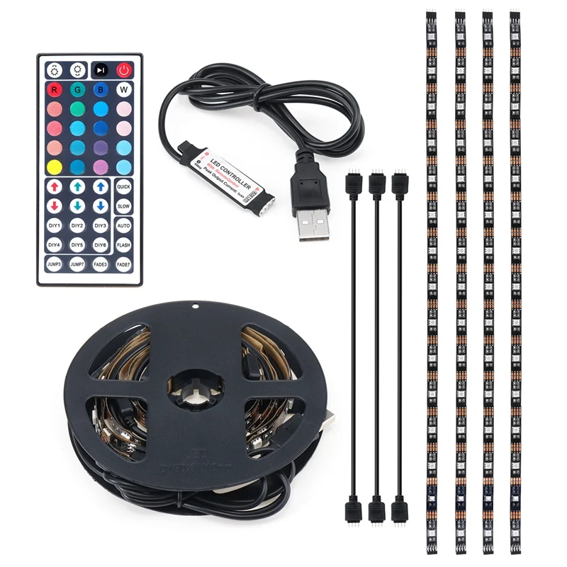 

Colour Change USB Power 4PCS 50CM Non Waterproof RGB LED Strip Light 5050 SMD Computer TV PC Backlight Light Remote Control