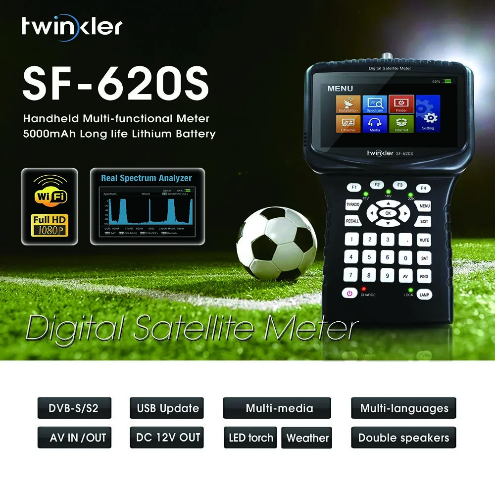 Ручной DVB-S2 спутниковый искатель метр с 4,3 дюймов ЖК-дисплей Поддержка анализатор спектра камера видеонаблюдения с WiFi Satfinder Twinkler SF-620S